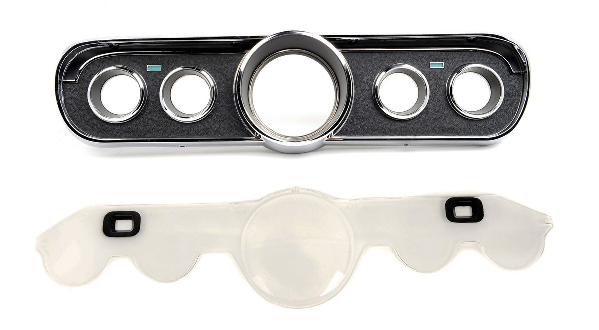 1965 Mustang Black  Instrument Bezel + New Lens, GT Style 