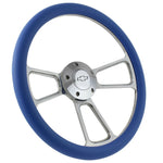 1968 -1982 Corvette Polished Billet & Blue Steering Wheel, Full Kit