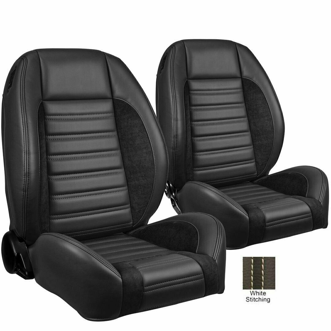 TMI Pro Series Sport R w/WHITE STITCH Bucket Seats for Chevelle, Nova, Camaro