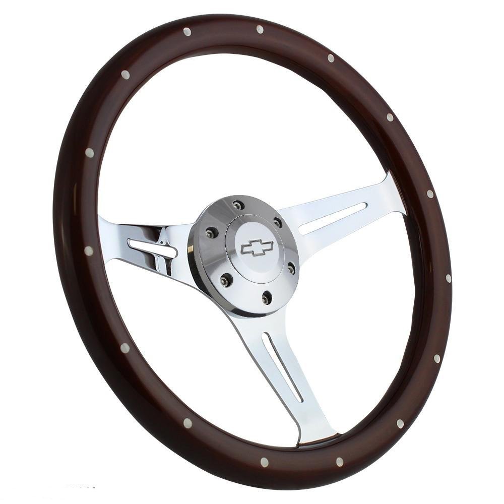 1948 - 1959 Chevy Pick-Up w/Orig. Column 15" Mahogany & Chrome Steering Wheel 