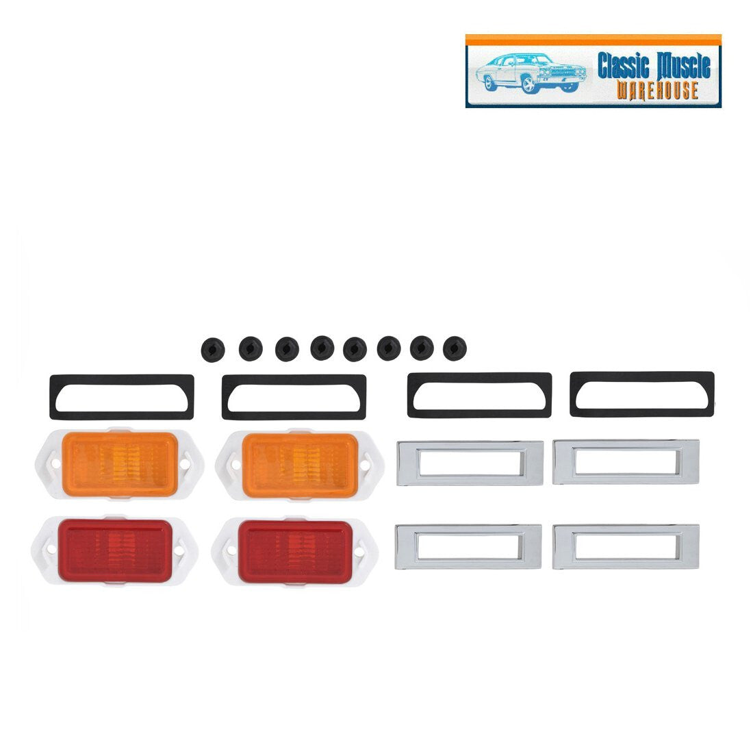 1969 Camaro,  Front/Rear Side Marker Light & Bezel Kit, Licensed GM Part