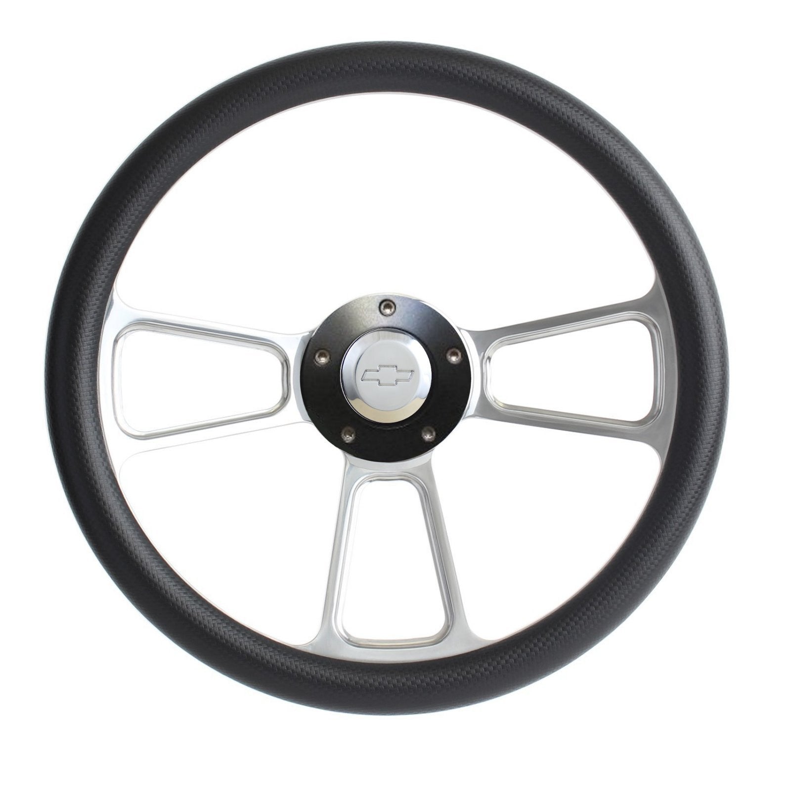 Hot Rod Black & Custom Billet Steering Wheel Boss Kit for 1969-94 GM Column