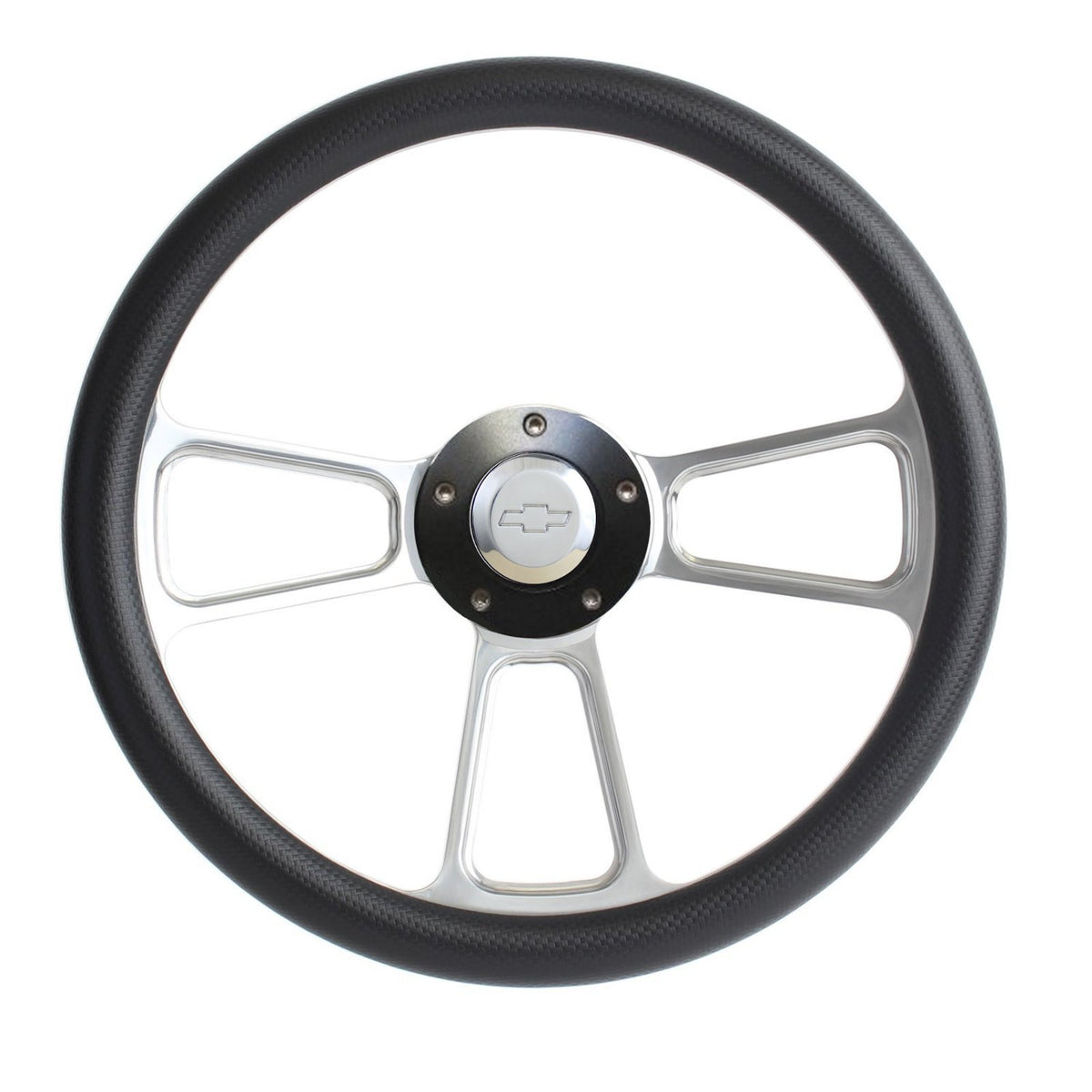 Hot Rod Black & Custom Billet Steering Wheel Boss Kit for 1969-94 GM Column