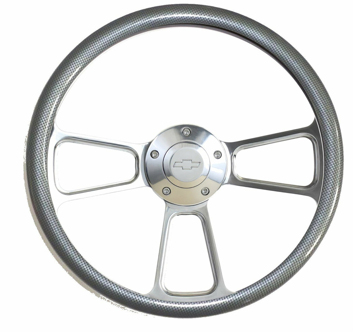 Steering Wheel 14" Billet Steering Wheel with Chevy Horn & Carbon Fiber Look HW