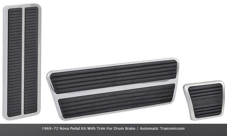 1969 - 72 Chevy Nova Replacement Pedal Kit with Trim, for Drum Brake & Auto Tran