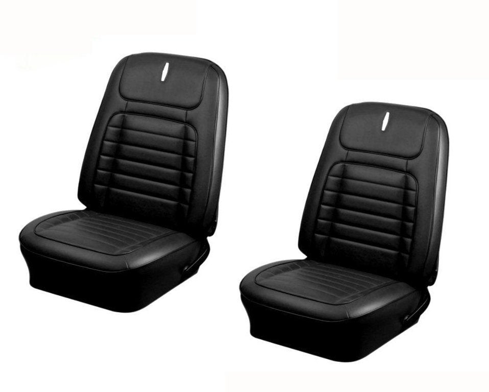 1968 Camaro Coupe, Convertible Front Bucket DELUXE Black Seat Upholstery 