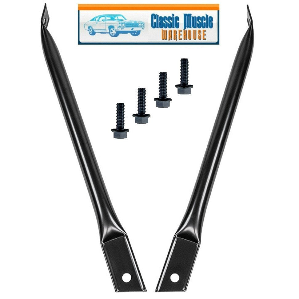 1970 - 1981 Camaro BLACK RADIATOR SUPPORT BARS with Hardware - HZ-9176-PBK