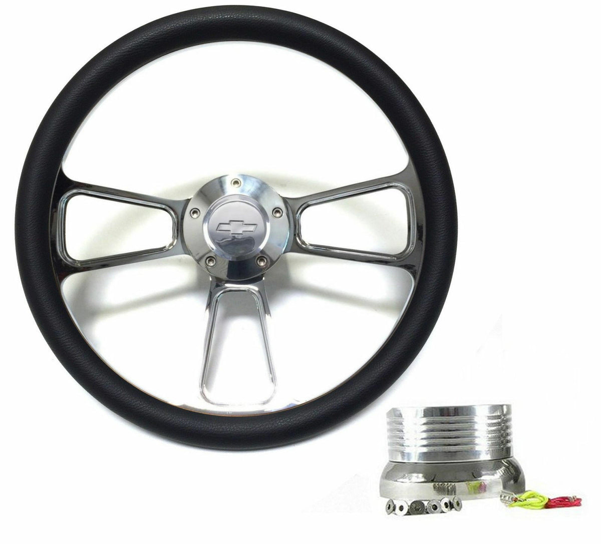 1960 - 1969 Chevy C10 Pick-Up Truck Black Steering Wheel, Chevy Horn, Full Kit