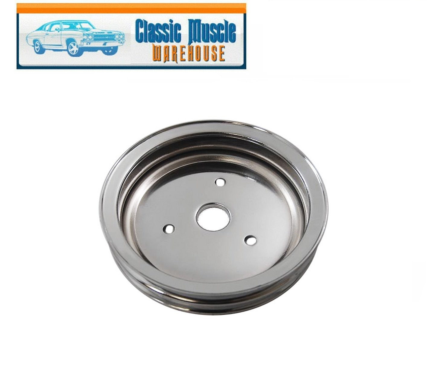 Chromed Steel 2 Groove Crankshaft Pulley 1955 - 1968 SBC W/ Short Water Pump