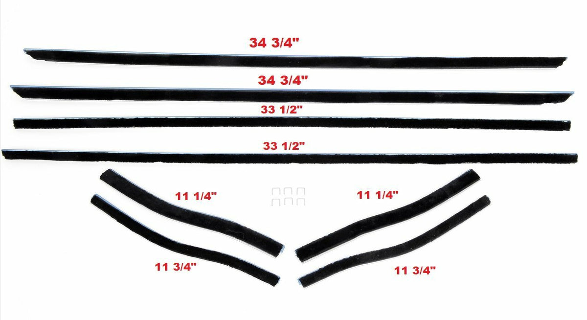 1965-66 Mustang Coupe/Convertible Window Felt Weatherstrip Kit - 8 piece kit