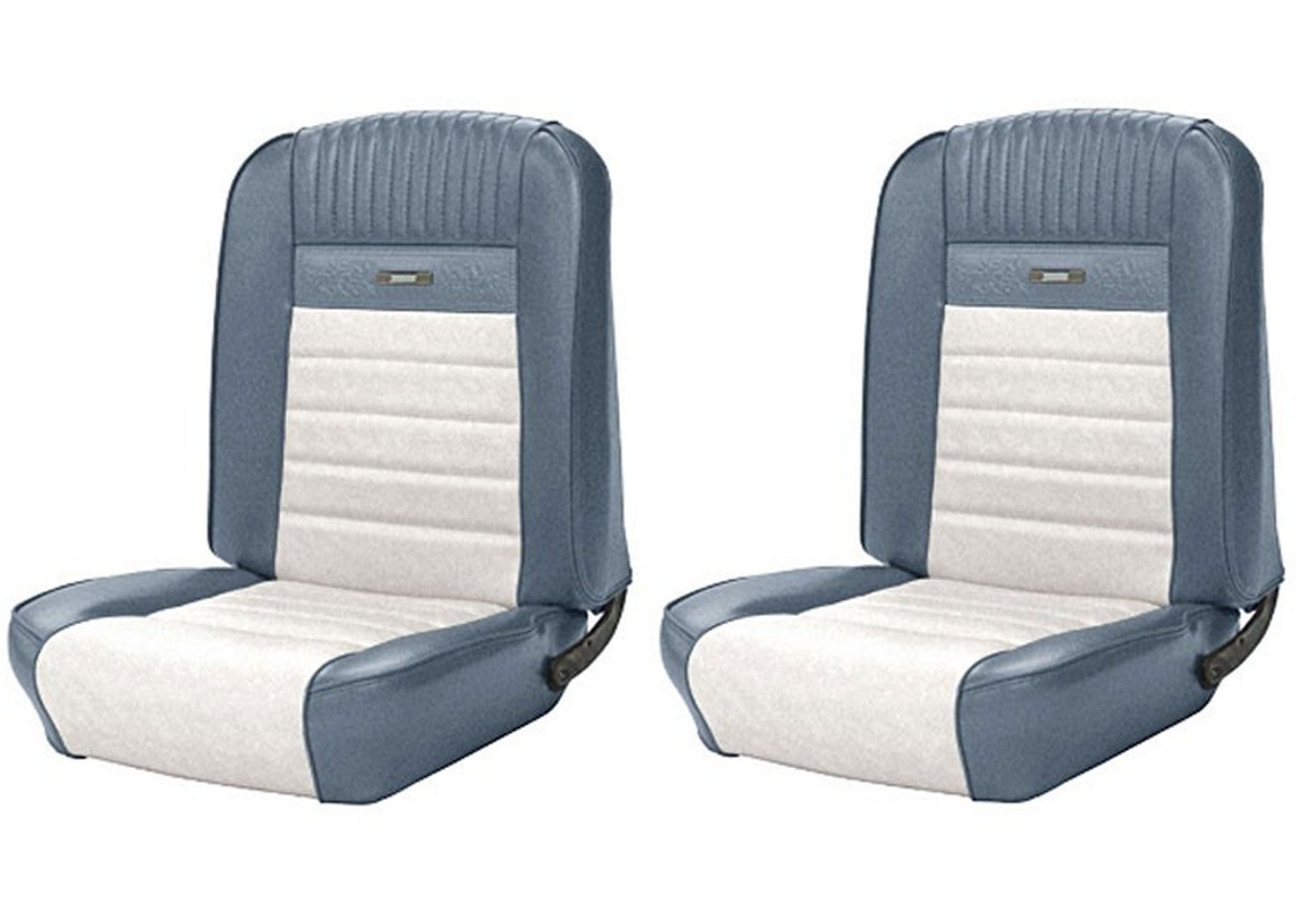1964 - 1966 Mustang Coupe Front & Rear Deluxe PONY Upholstery Blue & White, TMI