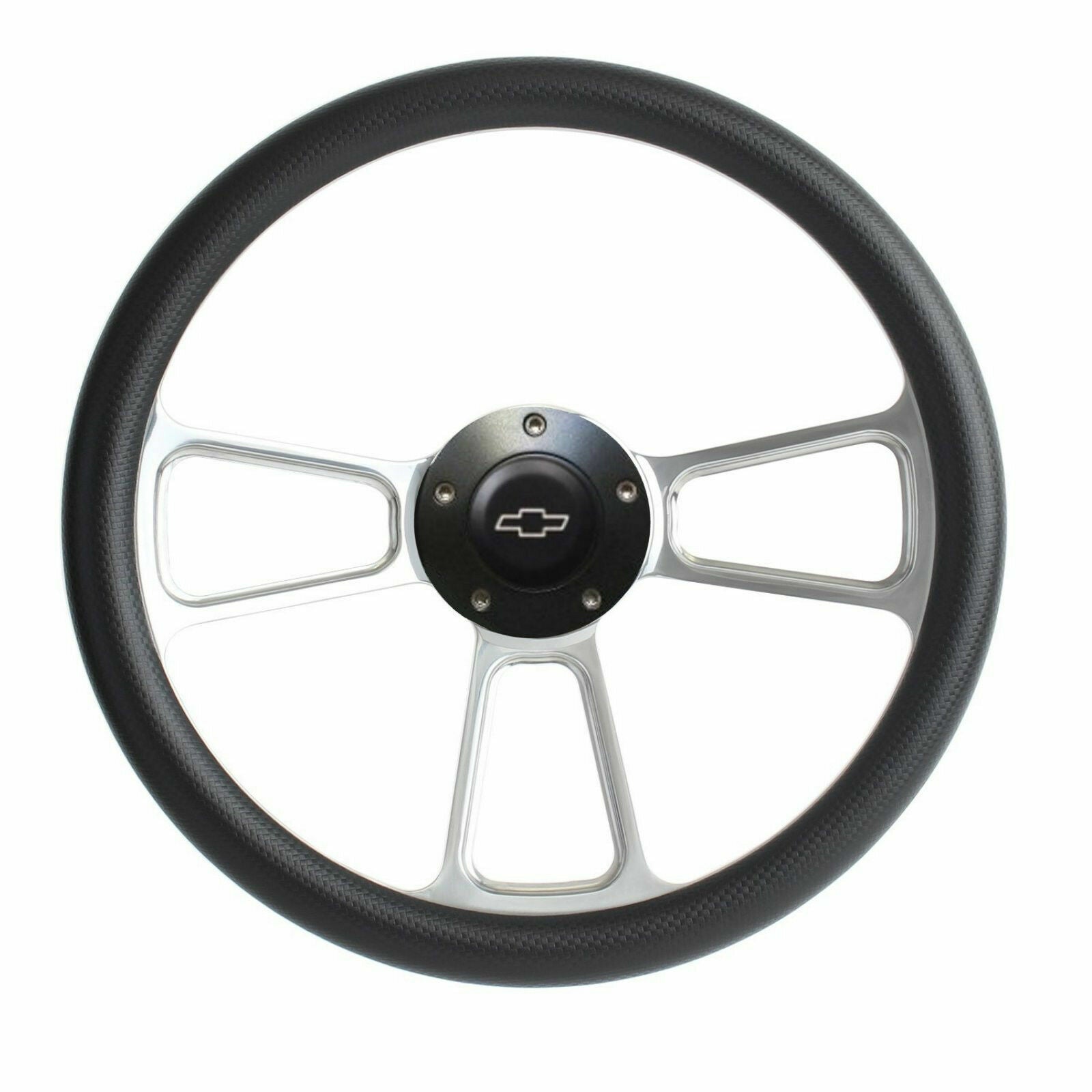 Chevy Pick Up Truck Black Fiber & Billet Steering Wheel Kit 1948 - 1959 Truck