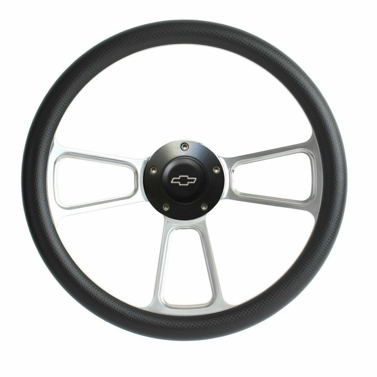 Chevy Pick Up Truck Black Fiber & Billet Steering Wheel Kit 1948 - 1959 Truck