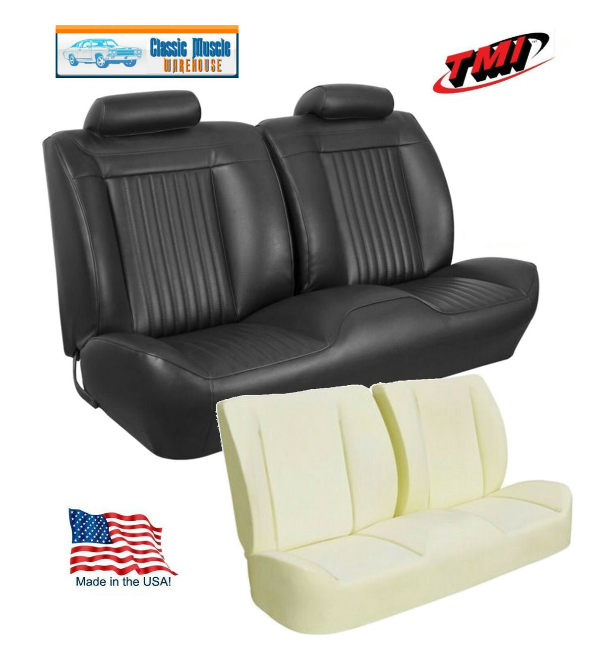 1972 Chevelle, El Camino Sport Front Seat Upholstery + Foam, Made by TMI in USA