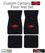 1970-73 Camaro Black Carpet Floor Mat Set with Red Bowtie Logo -ACC, Made in US