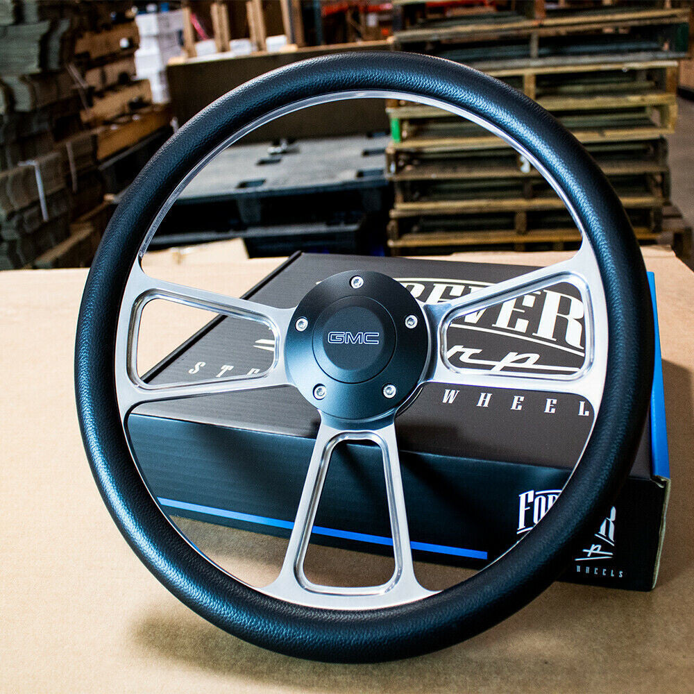 Steering Wheel Kit Black Vinyl & Polished Billet 1995-02 GMC Trucks