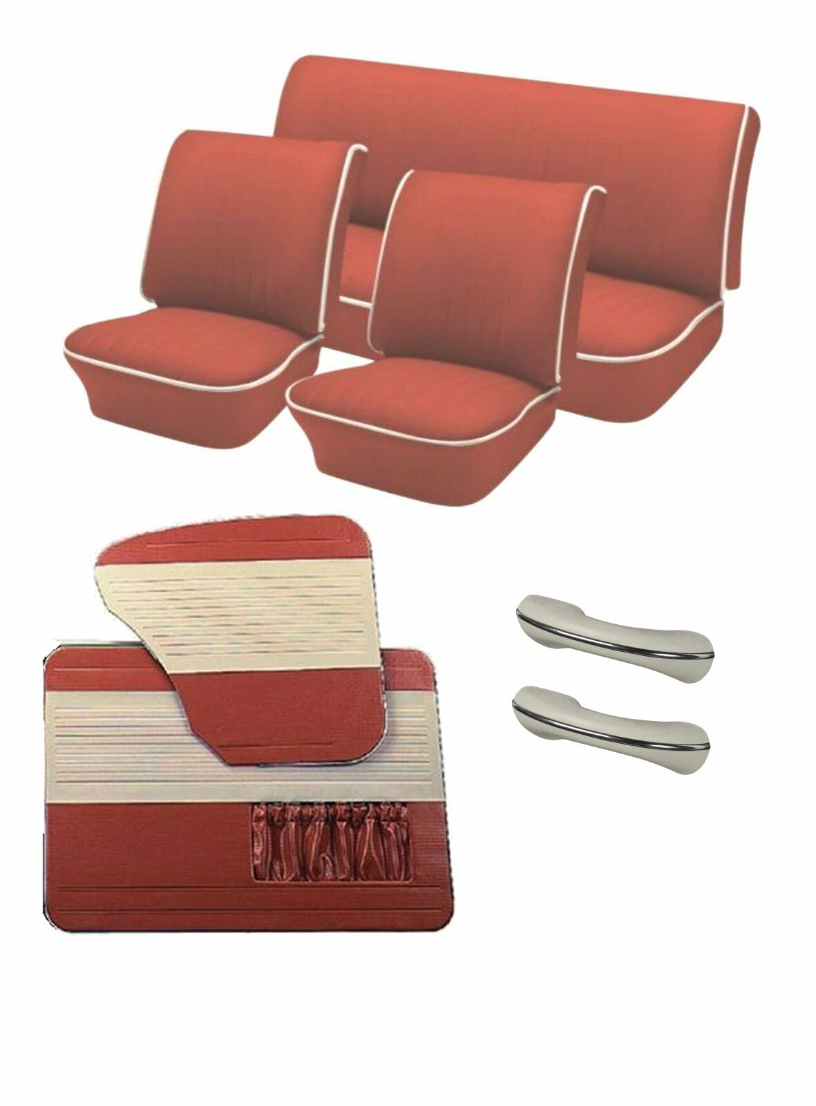 1958 - 64 VW Bug OEM Classic Seat Upholstery and Two Tone Door Panel Set