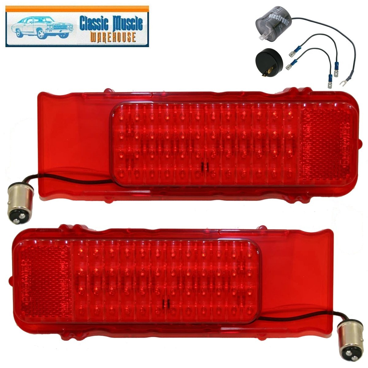 1968 Camaro Replacement LED Upgrade Tail Light Lens Set W/ Flasher- Standard