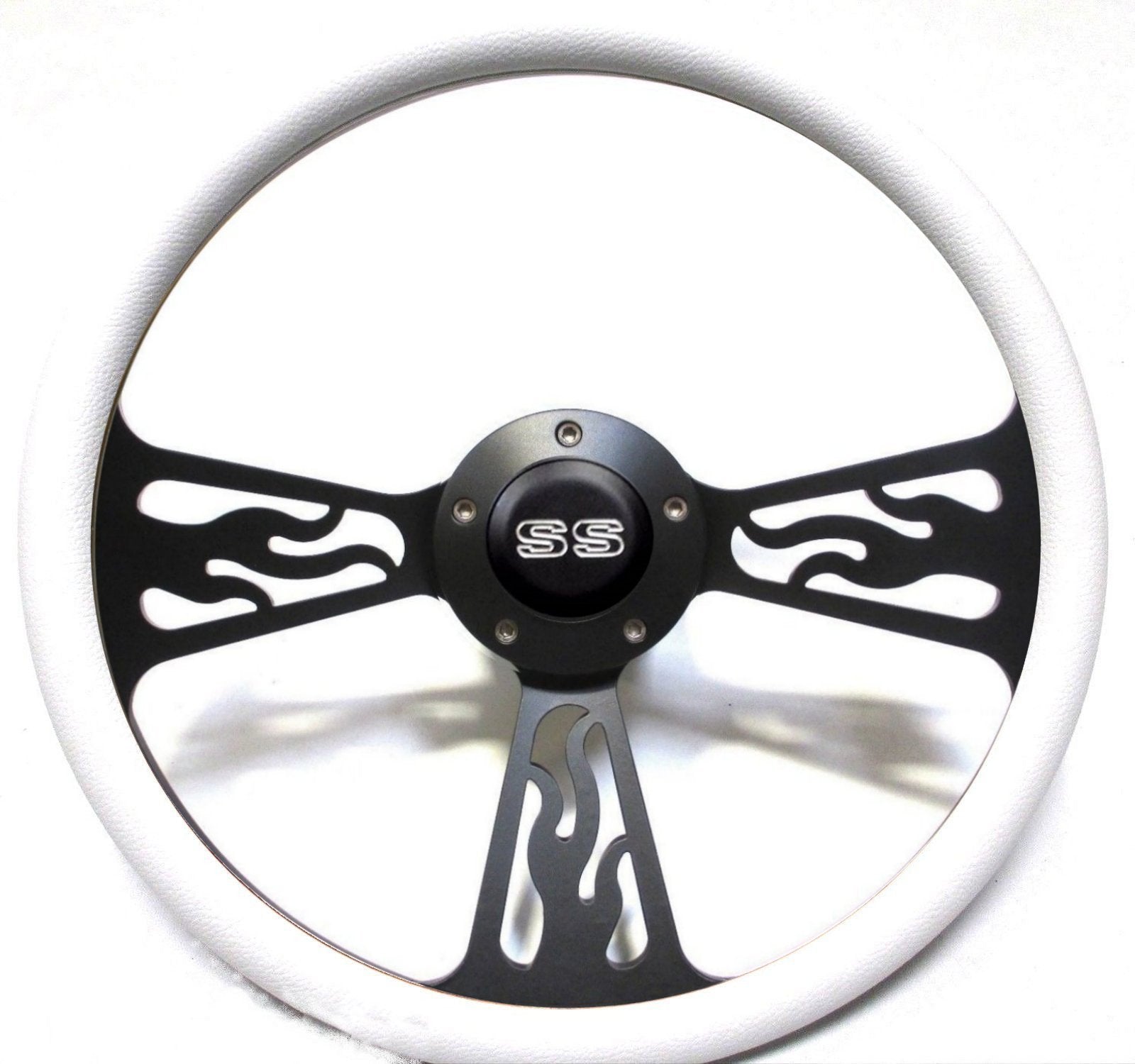 1967-68 Chevelle 14" Billet Black Flamed Style Wheel w/Chevy SS Horn & Adapter