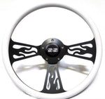 1967-68 Chevelle 14" Billet Black Flamed Style Wheel w/Chevy SS Horn & Adapter