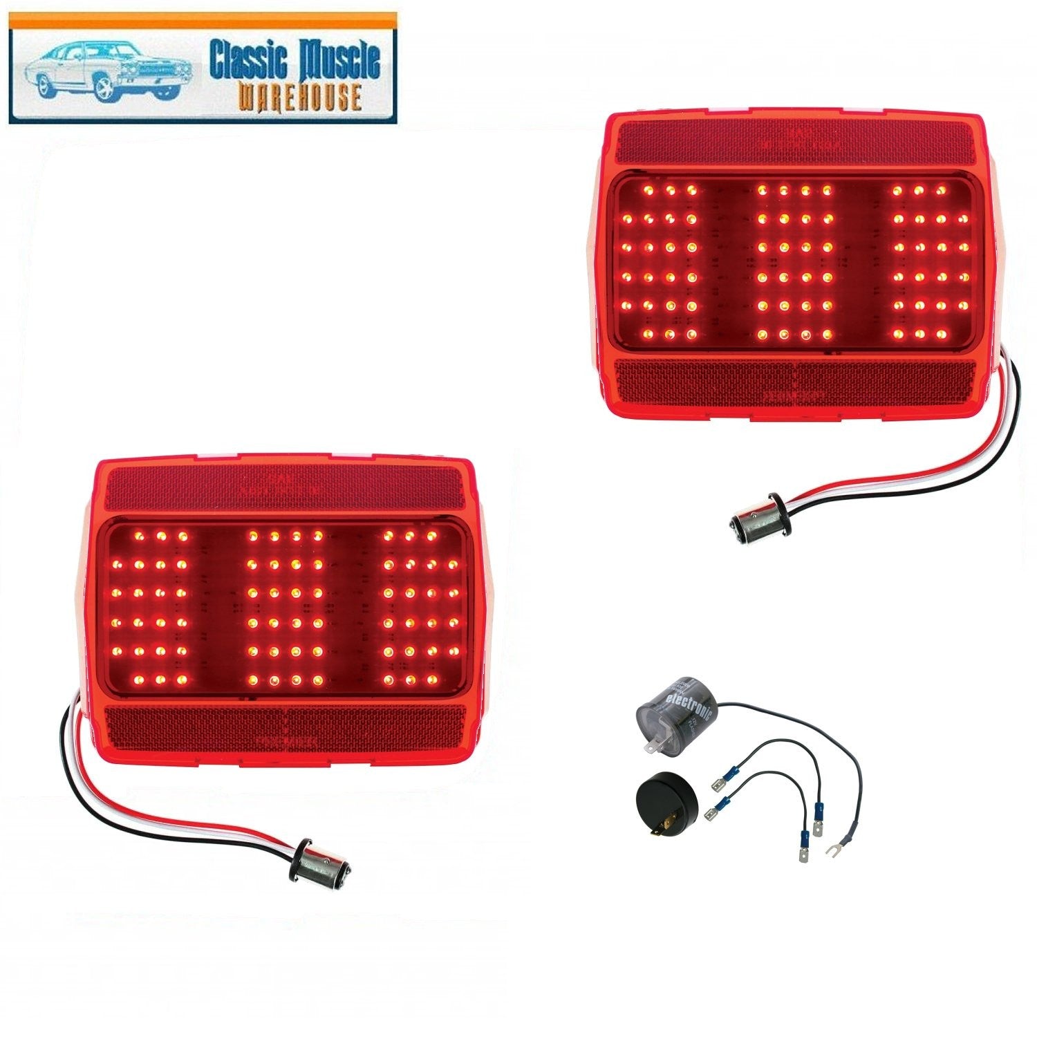 1965-66 Mustang 68 LED Tail Light All in One Lens & Flasher Kit - Right & Left