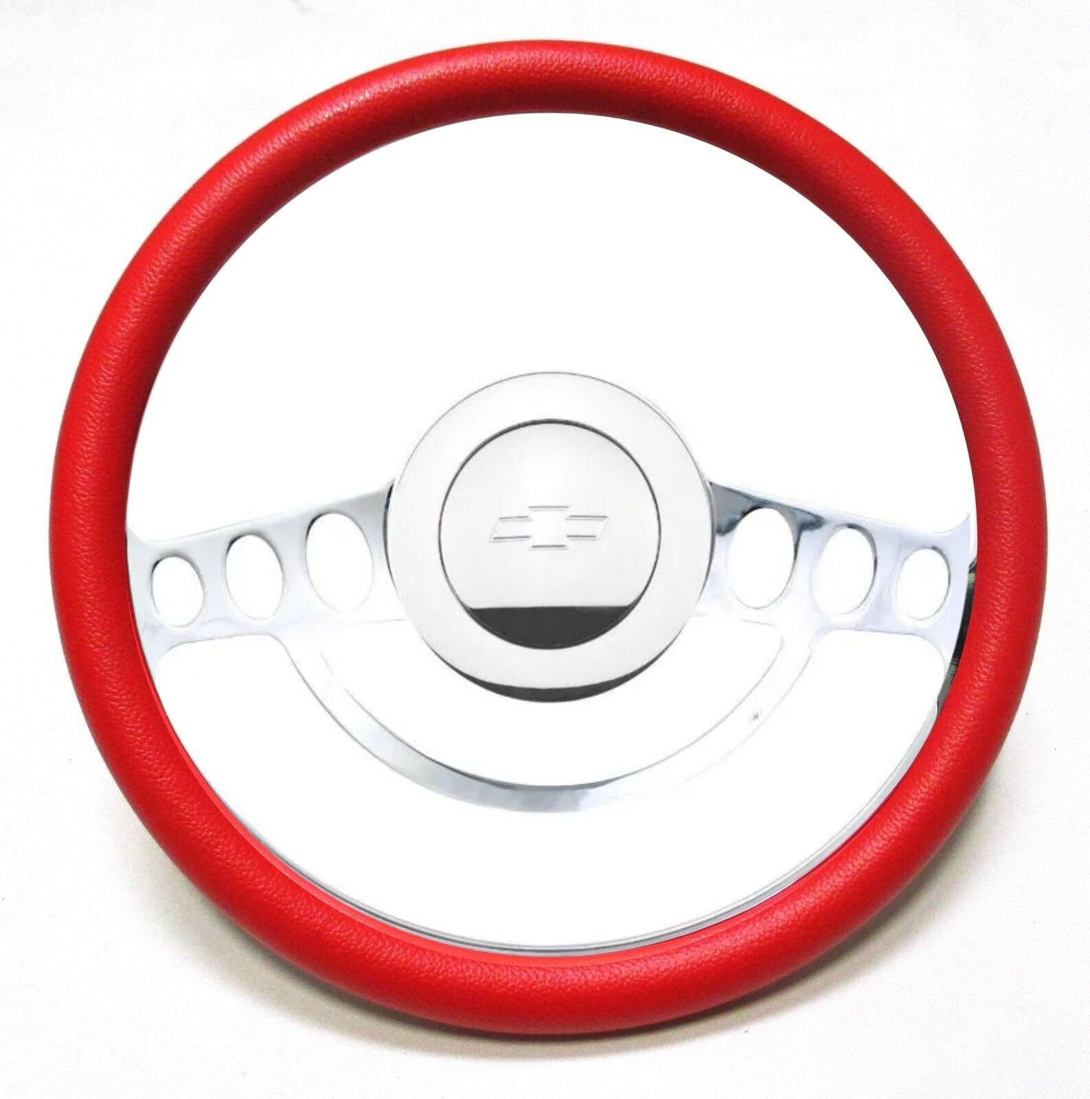 Red Vinyl Steering Wheel for Chevy Cars with GM Column Includes Chevy Horn