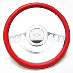 Red Vinyl Steering Wheel for Chevy Cars with GM Column Includes Chevy Horn