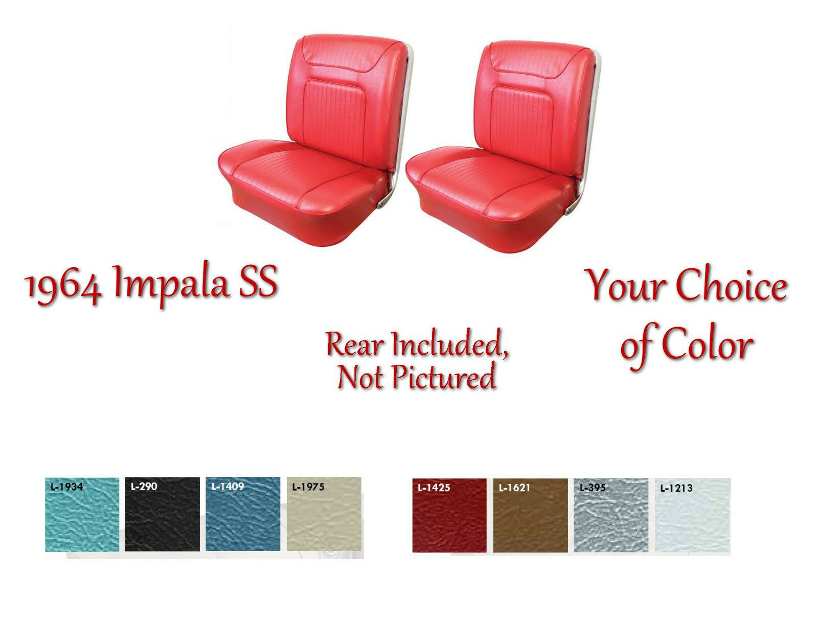 1964 Impala SS Convertible F/R Seat Upholstery in Your Choice of OEM Color 
