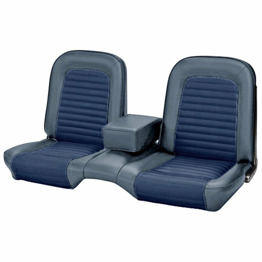 1966 Mustang Coupe Front Bench w/Armrest Seat Upholstery Blue - TMI USA Made
