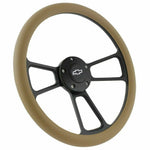 Steering Wheel Kit Tan Vinyl & Black Billet 1995-2002 Chevy Full Size Trucks 