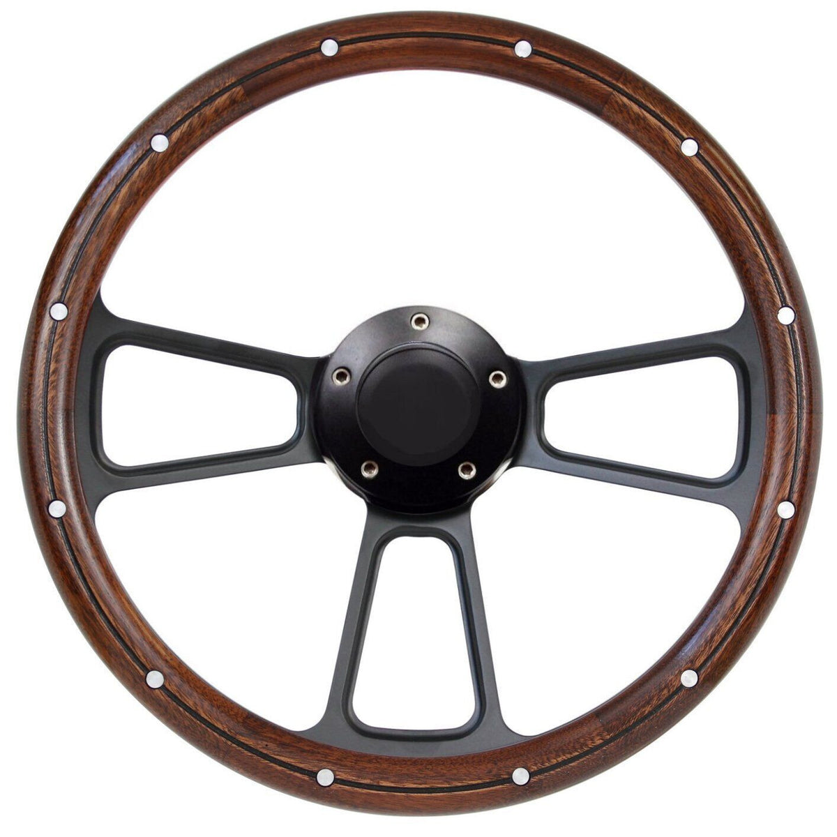 Wood/Billet Steering Wheel for 1978-1991 Ford F Series Pick Up Truck, Full Kit