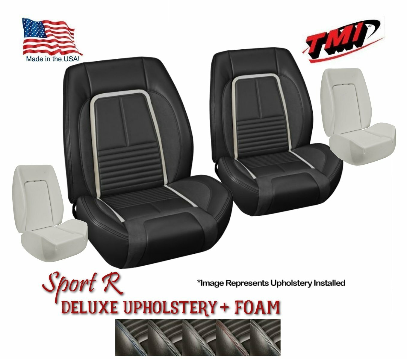 Sport R Deluxe w/White Stripe Upholstery + Foam 1967 Camaro Coupe, Folding Rear