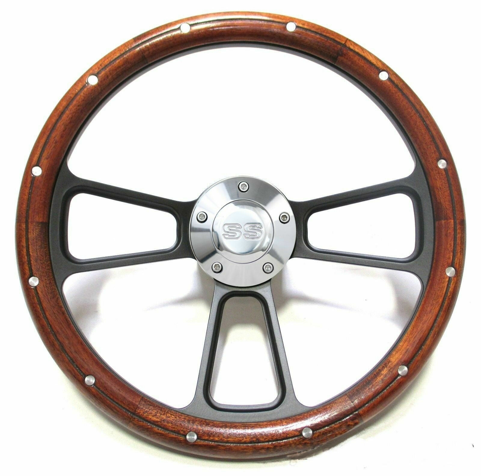Custom Mahogany & Billet Steering Wheel Kit for 1967-68 Chevy II, Nova SS