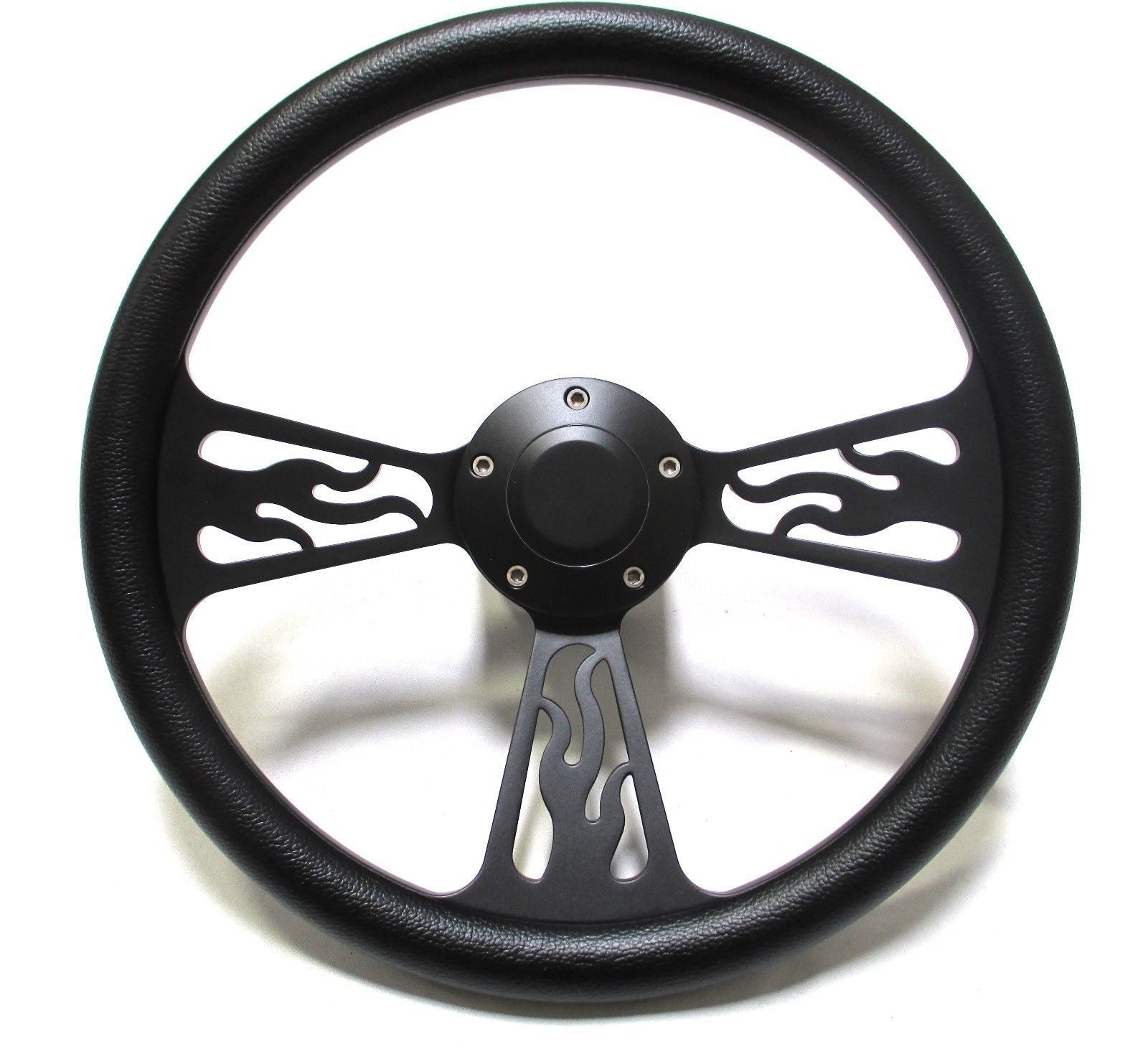 1969 -1989 Cadillac Steering Wheel Black Leather Flamed Design WITH ADAPTER/HORN