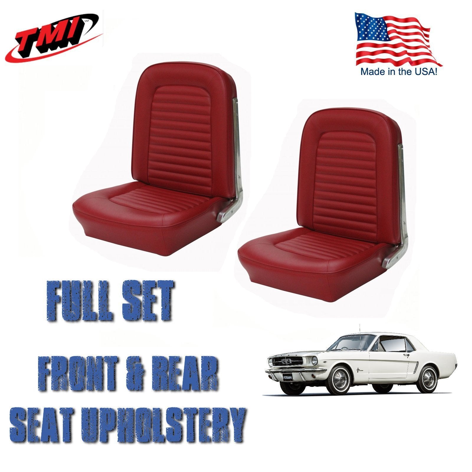 1964 &1965 Mustang Front and Rear Seat Upholstery Red Vinyl  by TMI