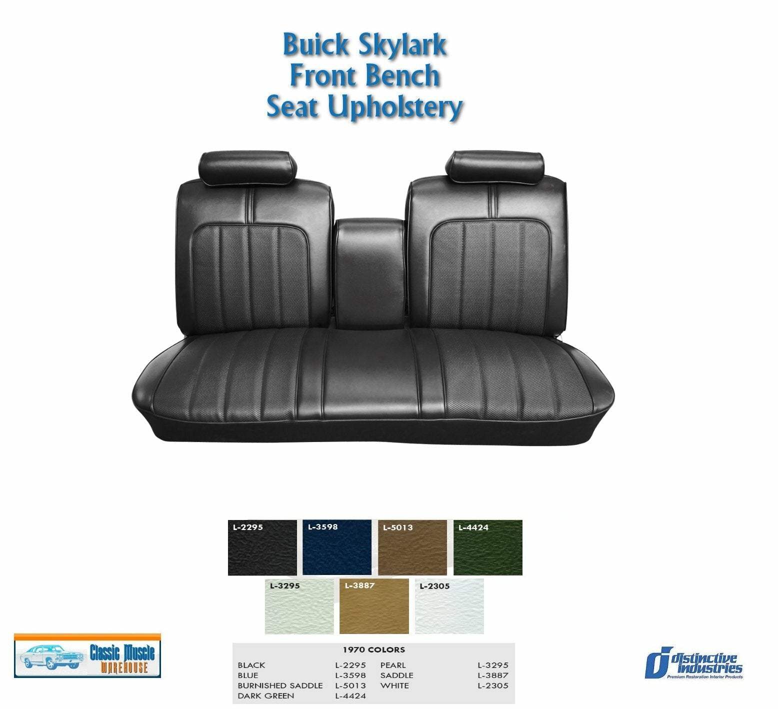 1970 Skylark Custom/GS Bench Seat Upholstery in Your Choice of Factory Color 