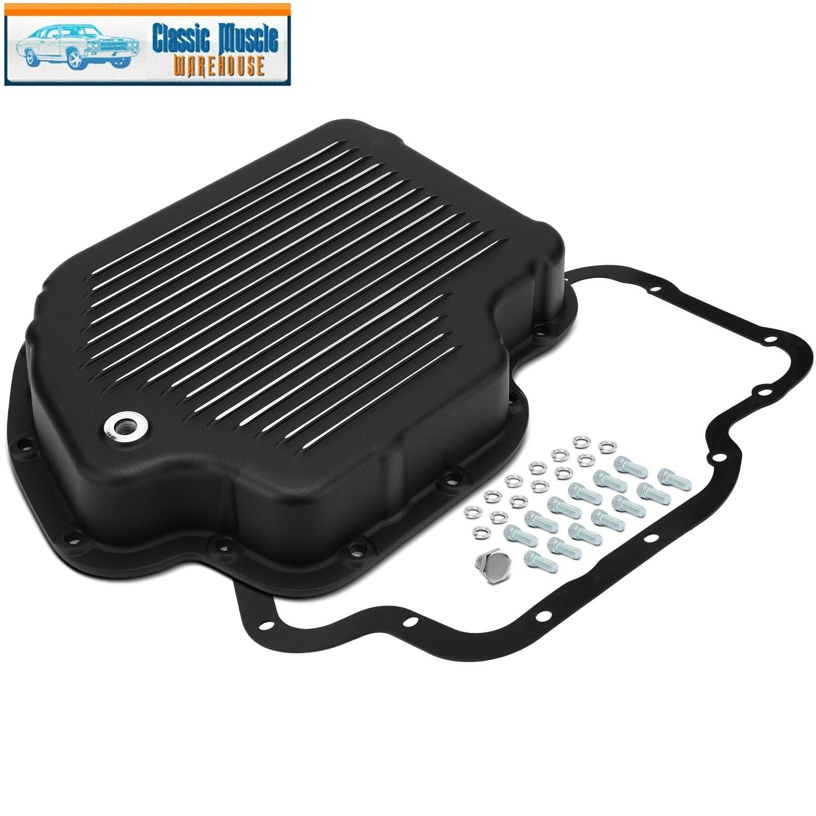 Finned Aluminum Black Transmission Oil Pan for GM TH400 2-3/8 inch Pan Depth