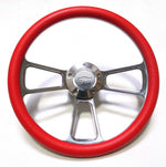 Red Steering Wheel 14" Billet Muscle Style Wheel with Chevy Bowtie & Adapter