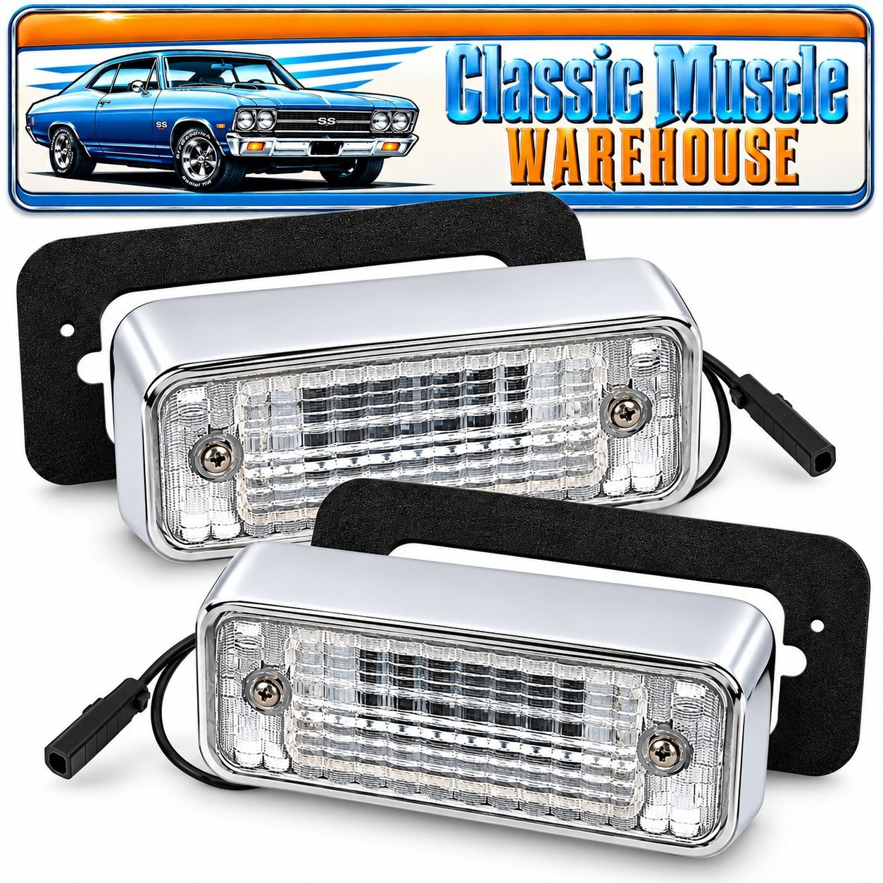 1969 Camaro RS Back Up Light Assembly Set, Bezels, Lens, Right & Left