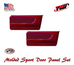 1964 - 66 Mustang Molded Sport Door Panel Set - Bright Red- Made by TMI 