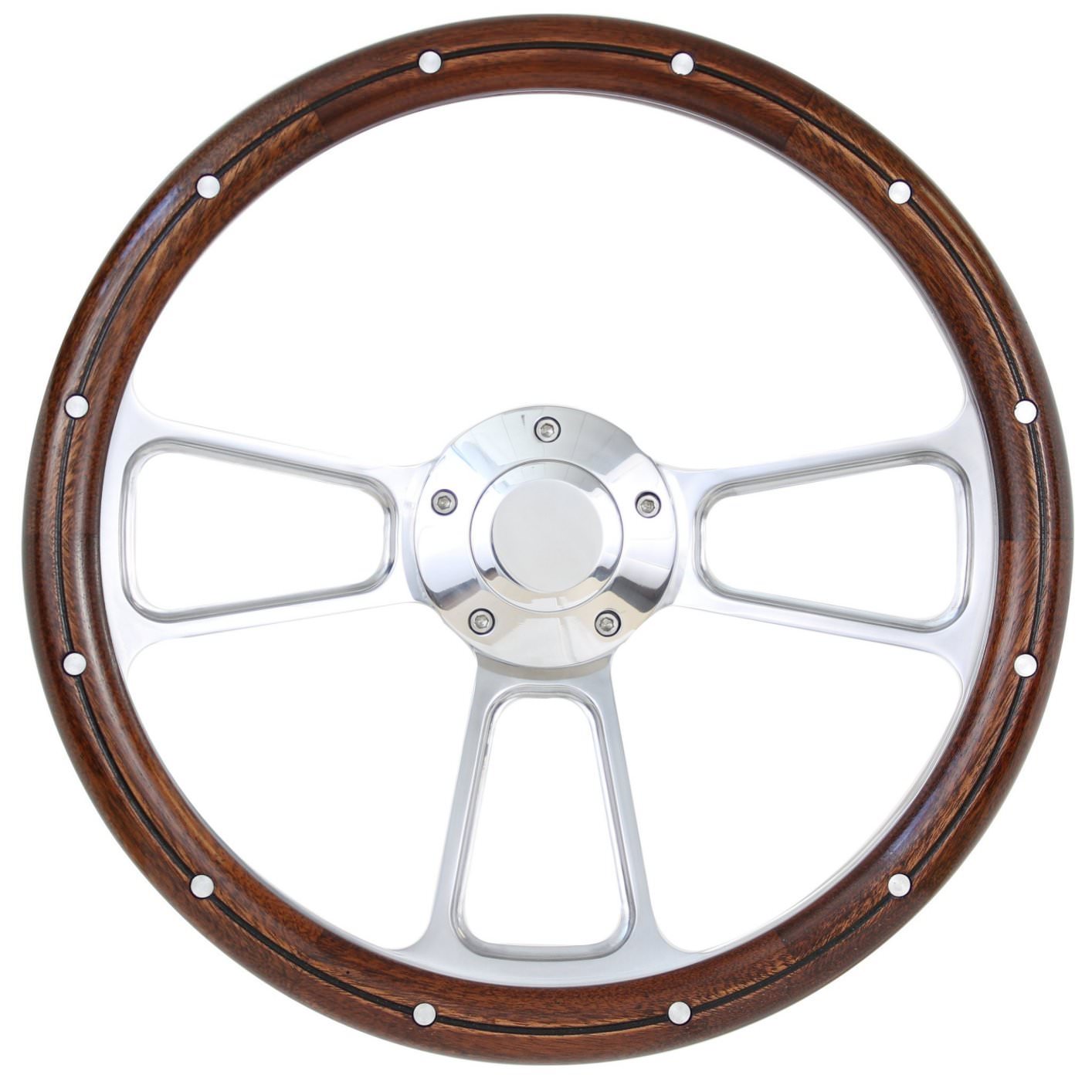 1940 -1948 Ford Cars Sedan Delivery Wood and Billet Steering Wheel - for 3 Bolt