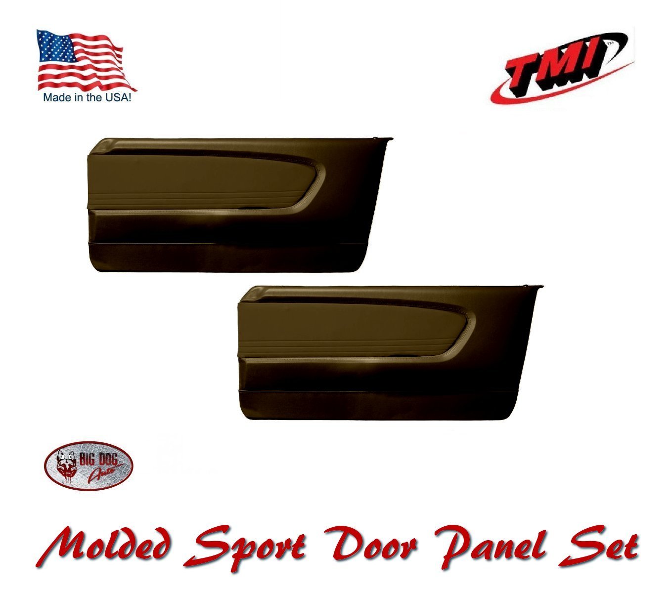 1964 - 66 Mustang Molded Sport Door Panel Set - Palomino - By TMI - USA Made