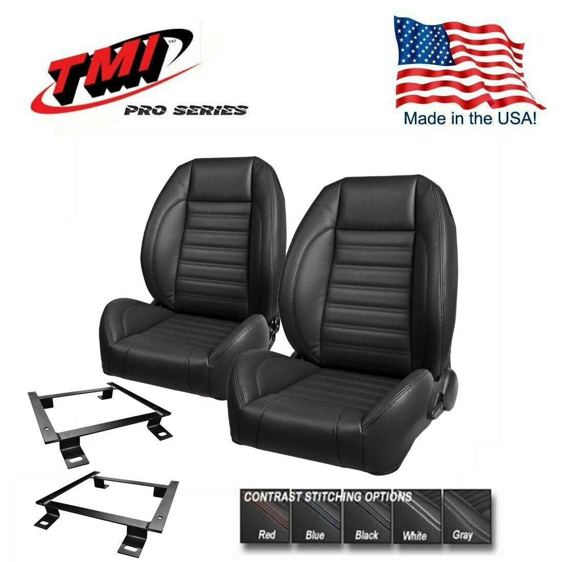 TMI Pro Series - Complete Bucket Seats, Rear Cover, Brackets for 1970-74 Camaro