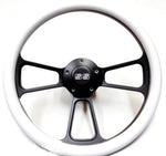 1967-1968 Chevelle 14" Billet White & Black Steering Wheel Chevy SS Horn,Adapter