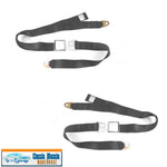 2pt Charcoal Lap Seat Belt Airplane Buckle - PAIR - 70's rat rods muscle cars