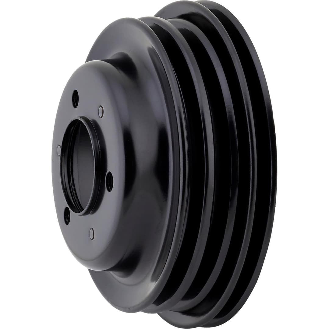 Black Steel Triple Groove Crankshaft Pulley BB 396 & 454 W/ Long Water Pump