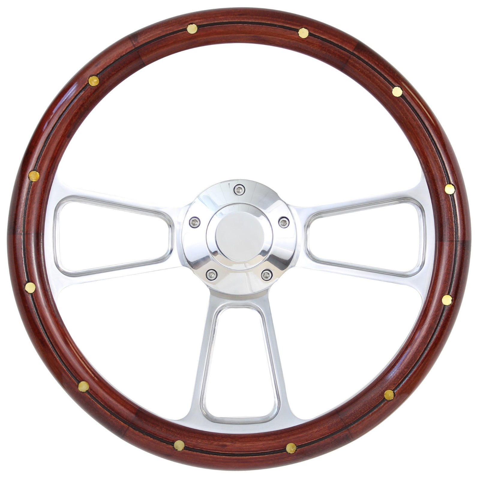 Wood & Billet Steering Wheel 1969 to 1994 Chevy, Pontiac, Olds, GM, Caddy, Jeep