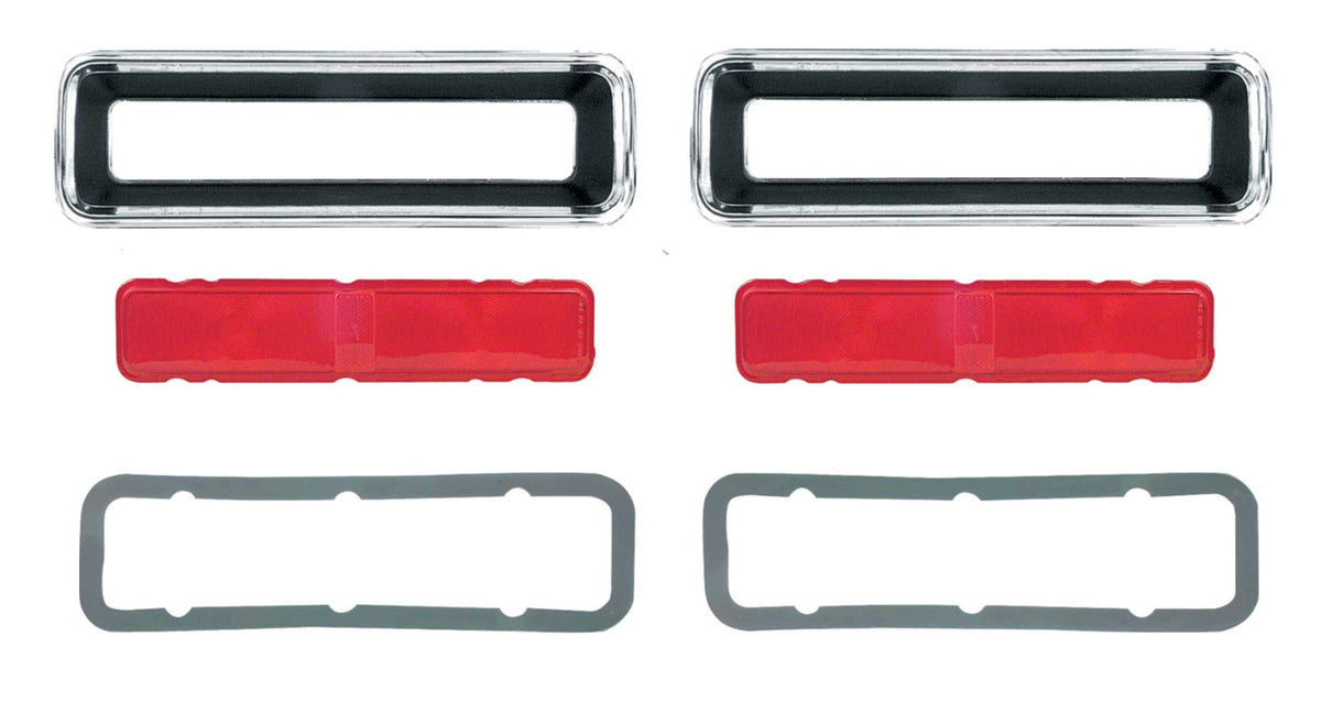 1967 Camaro RS Replacement Tail Light Set, Bezels, Lens, Speed Nuts Right & Left