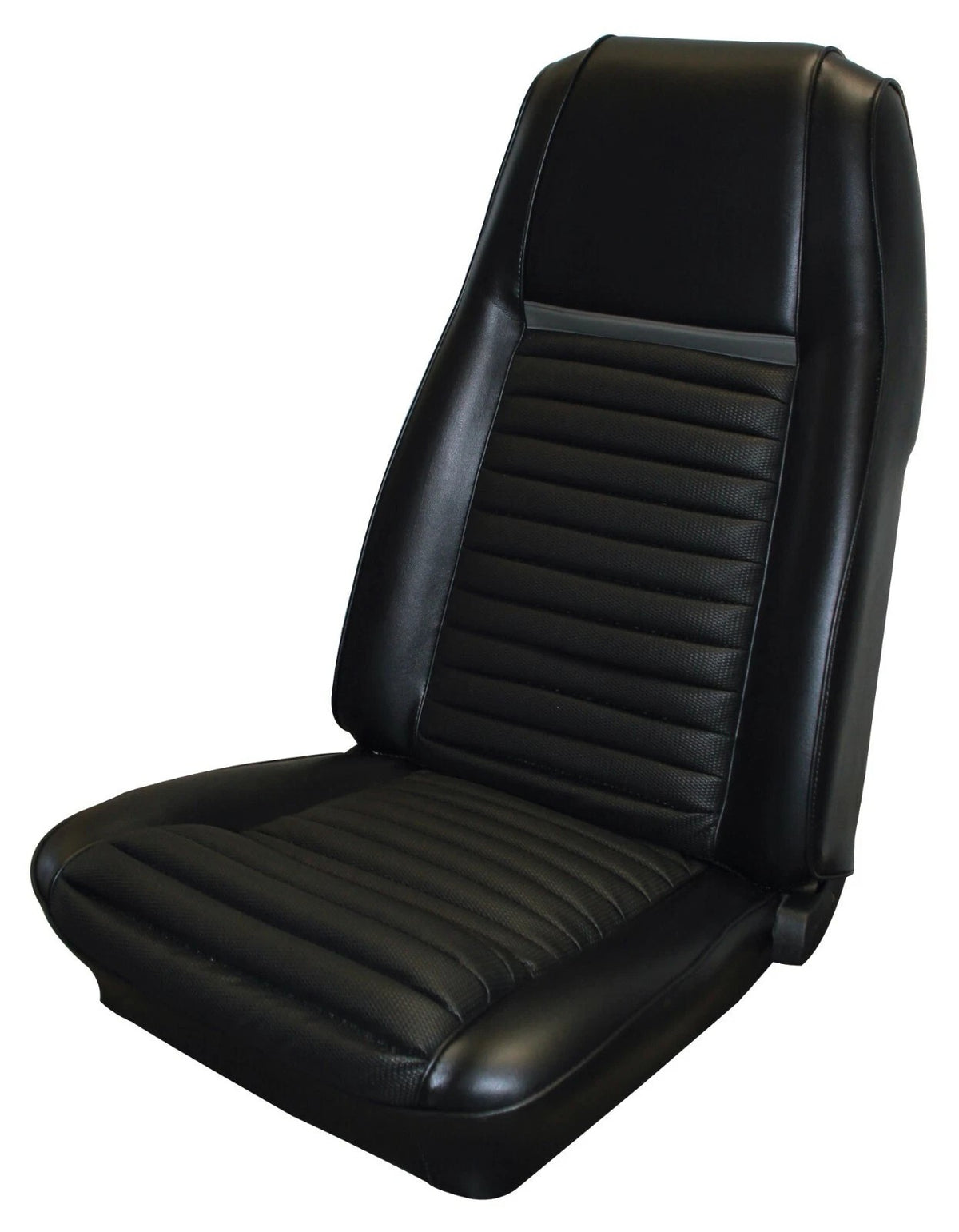 1969 Mach I Highback Seat Cover Upholstery Set - Front & Rear - Black w/Gray Stp