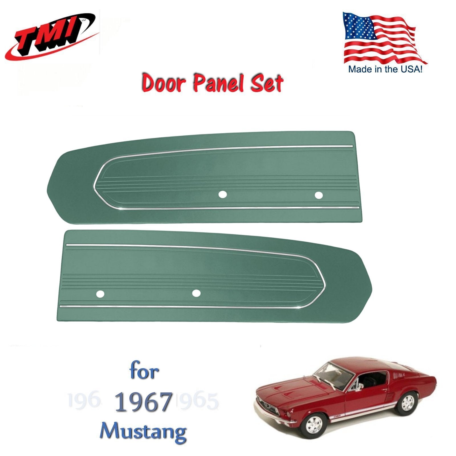 Turquoise Door Panels For 1967 Mustang -Pair- by TMI-Made in the USA  